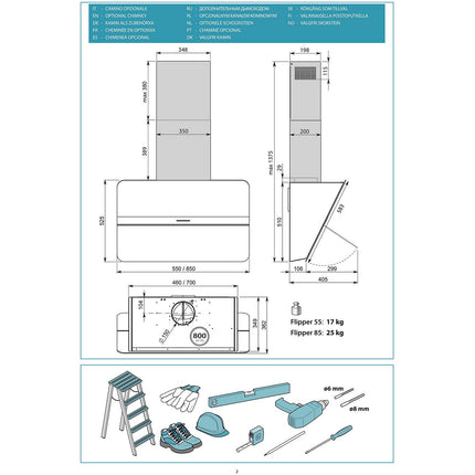 Hotte décorative murale FALMEC FLIPPER1220