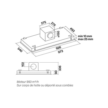 Hotte plafond FALMEC CORNUBE3411 sans moteur