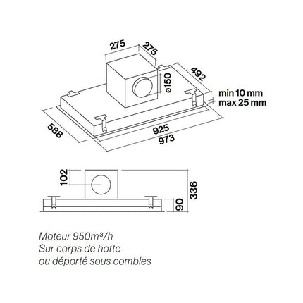 Hotte plafond FALMEC CORSIRI3411 sans moteur