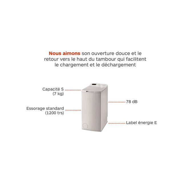 Lave linge top INDESIT BTWS72200FR/N