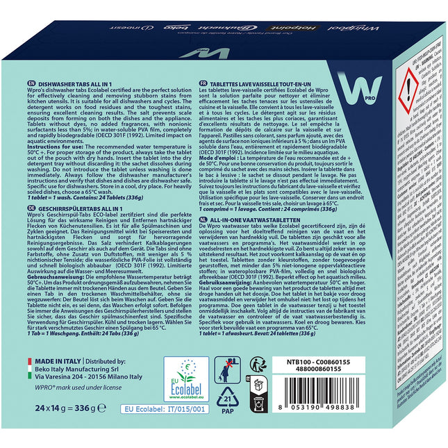 Tablette WPRO lave-vaisselle Ecolabel x 24