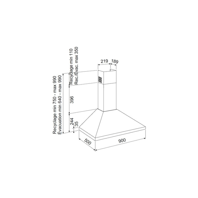 Hotte décorative murale GLEM GHP945BK