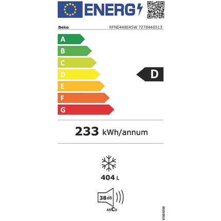 Congélateur armoire BEKO RFNE448E45W