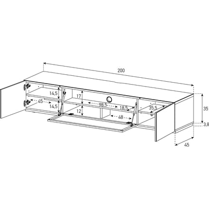 Meuble TV SONOROUS Studio STA 200 Blanc Porte metal