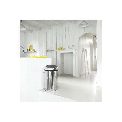 Poubelle de cuisine manuelle BRABANTIA 60 L Touch Bin Brilliant steel