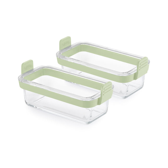 Petits Plats LEKUE x2 en verre rectangulaire pour airfyer