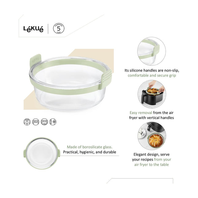 Petits Plats LEKUE rond en verre pour friteuse a air