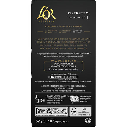 Capsules L'OR Espresso Café Ristretto 11 X10