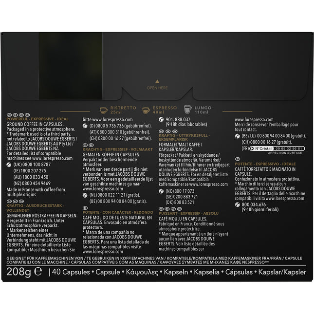 Capsules L'OR ristretto X40 intensité 11