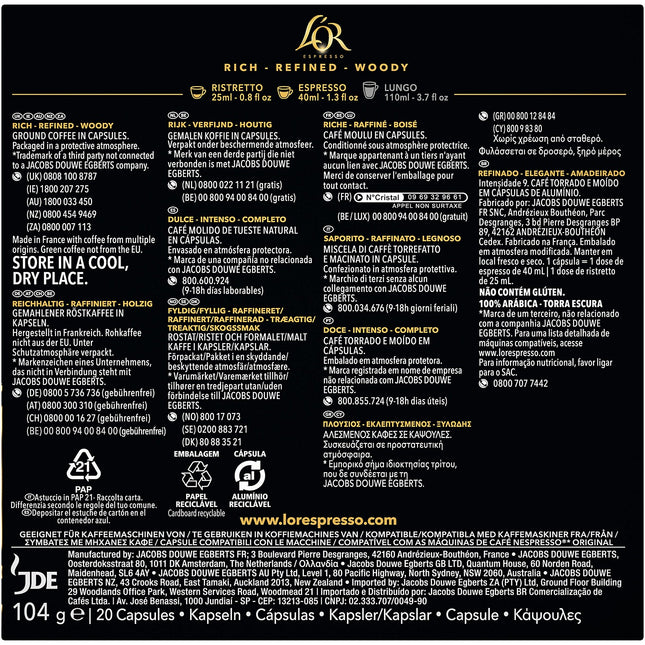 Capsules L'OR Espresso OR ABSOLU x20