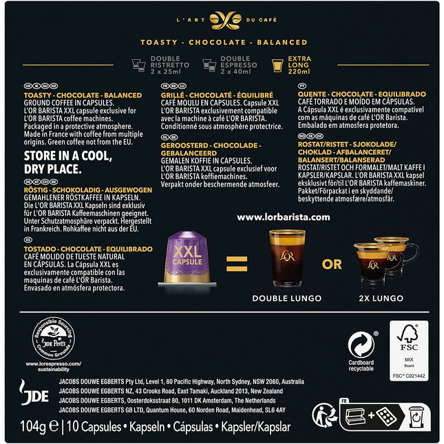 Capsules L'OR extra long numero 8