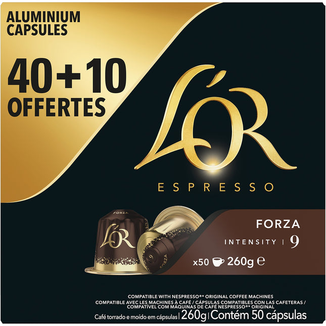 Capsules L'OR Espresso FORZA x40 + 10 offertes