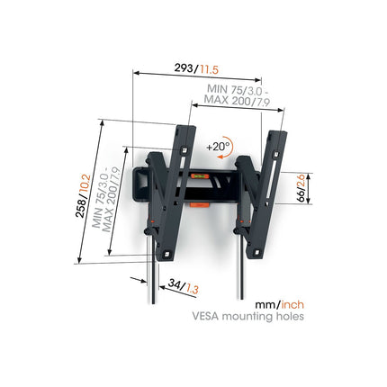 Support mural TV VOGEL'S TVM 3215 Inclin 19-43''