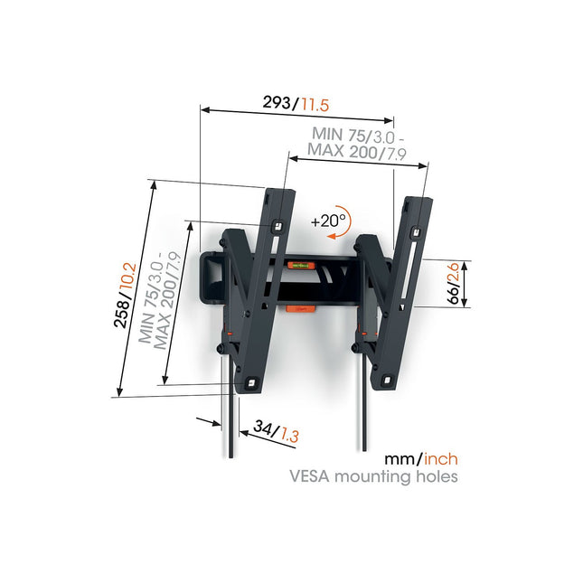 Support mural TV VOGEL'S TVM 3215 Inclin 19-43''