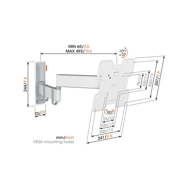 Support mural TV VOGEL'S TVM 3245 19-43'' Blanc