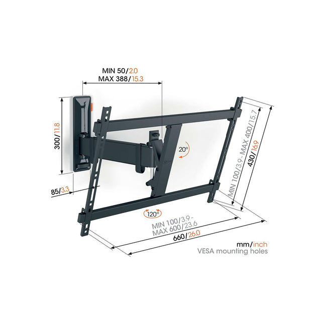 Support mural TV VOGEL'S TVM 3625 40-77''