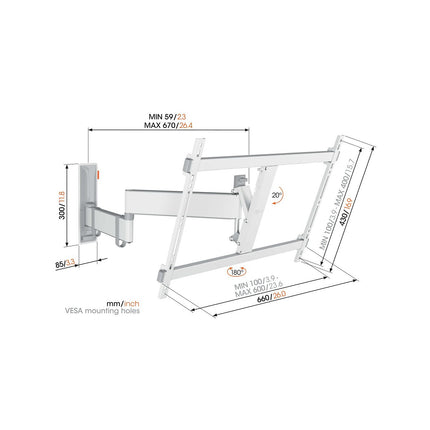 Support mural TV VOGEL'S TVM 3645 40-77'' Blanc