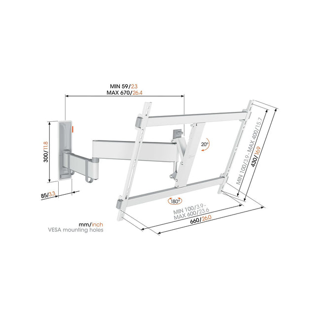 Support mural TV VOGEL'S TVM 3645 40-77'' Blanc