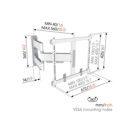 Support mural TV VOGEL'S ELITE TVM 5445 32-65'' Blanc