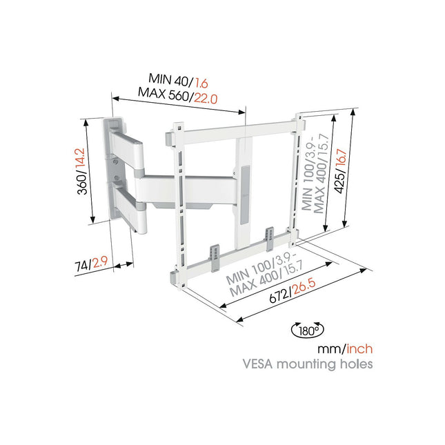 Support mural TV VOGEL'S ELITE TVM 5445 32-65'' Blanc