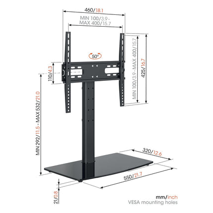 Pied TV VOGEL'S pour meuble MS3085-C1