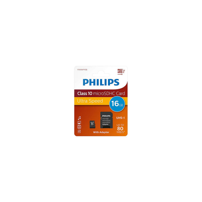Carte Micro SD PHILIPS Micro SDHC CLASS 10 16Go + Adapt