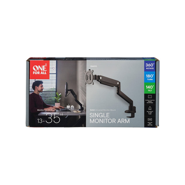Support écran PC ONE FOR ALL Single Arm Noir 13- 35 pouces Orientable