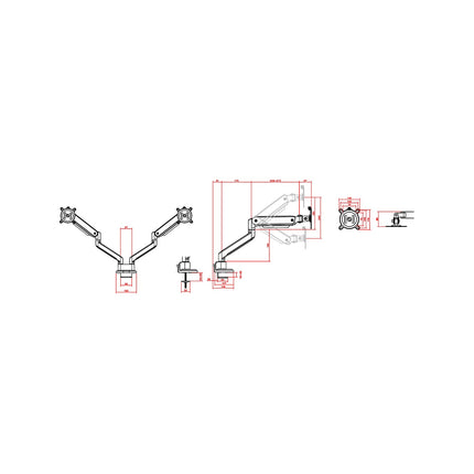 Support écran PC ONE FOR ALL Dual Arm blanc 13-35 pouces Orientable e
