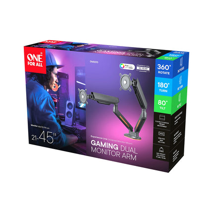 Support écran PC ONE FOR ALL 2 écrans 21/45'' noir RGB inclinable