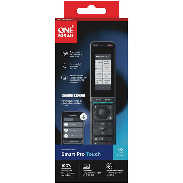 Télécommande ONE FOR ALL 12 en 1 Smart Pro Touch écran tactile