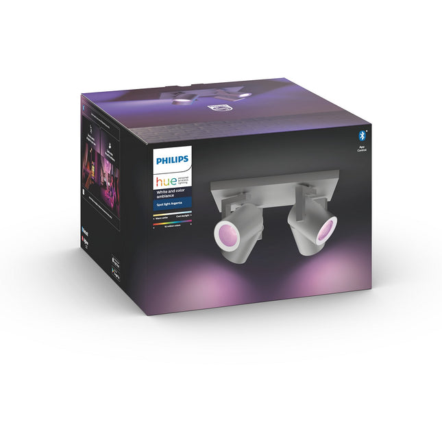 Luminaire PHILIPS HUE W&C ARGENTA carré 4x5.7W Alu.