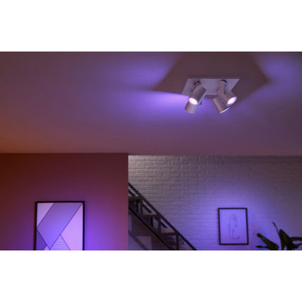 Luminaire PHILIPS HUE W&C ARGENTA carré 4x5.7W Alu.