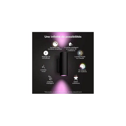 Applique murale PHILIPS HUE W&C APPEAR 8W ronde Noir