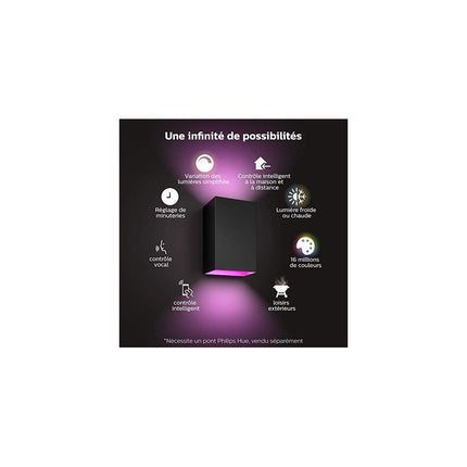 Luminaire PHILIPS HUE W&C RESONATE 8W carré Noir