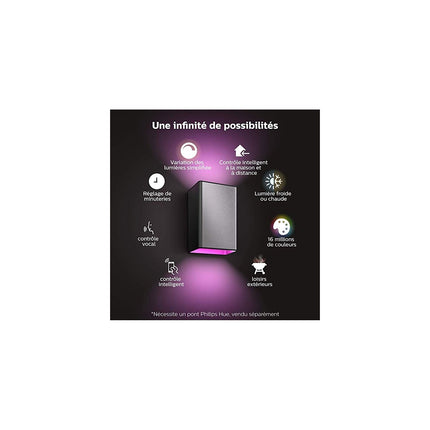 Luminaire PHILIPS HUE W&C RESONATE 8W carré Inox