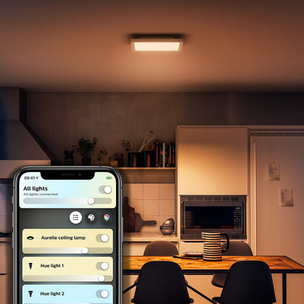 Panneaux lumineux PHILIPS White Ambiance AURELLE carré blanc+tlc