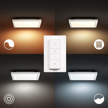 Panneaux lumineux PHILIPS White Ambiance AURELLE carré blanc+tlc
