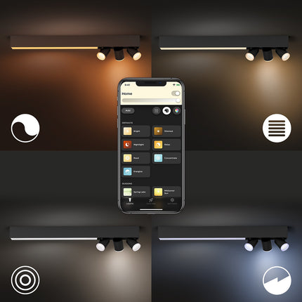 Plafonnier PHILIPS HUE W&C CENTRIS x3 Noir