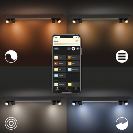 Plafonnier PHILIPS W&C CENTRIS x4 Noir