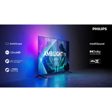 TV OLED PHILIPS 55OLED801 (2026) 55" (139 cm) 4K Ultra HD - Expérience Cinéma & Gaming, 120Hz, Ambilight, Smart TV
