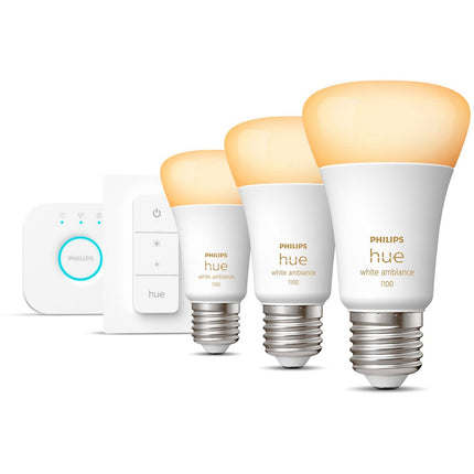 Pack PHILIPS HUE White Ambiance E27 x3+pont+tlc
