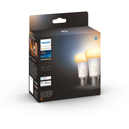 Ampoule LED connectée PHILIPS HUE White Ambiance E27 75W x2