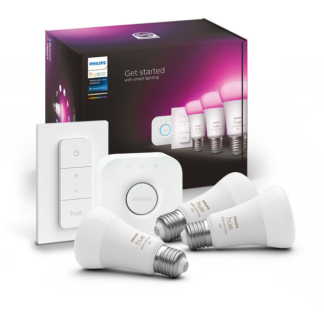 Pack PHILIPS HUE W&C E27 x3 + pont + tlc