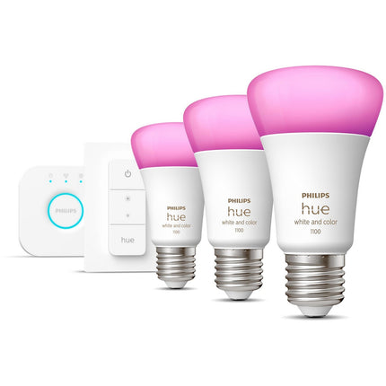 Pack PHILIPS HUE W&C E27 x3 + pont + tlc