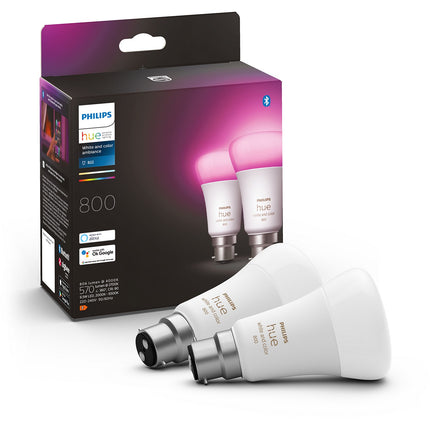 Ampoule LED connectée PHILIPS HUE W&C B22 6.5W x2