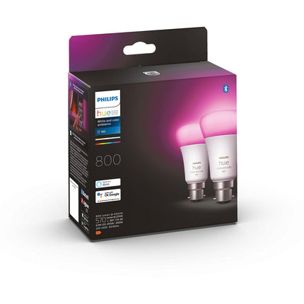 Ampoule LED connectée PHILIPS HUE W&C B22 6.5W x2