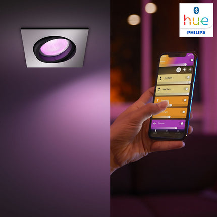 Spot PHILIPS HUE W&C CENTURA encastré 5.7W carré Alu