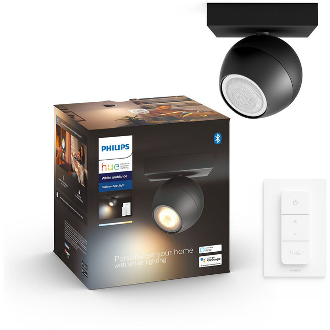 Luminaire PHILIPS HUE White Ambiance BUCKRAM Noir+tlc