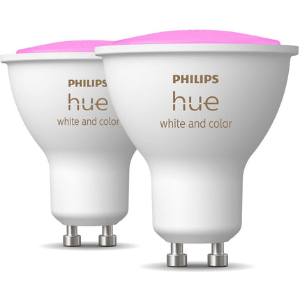 Ampoule LED connectée PHILIPS HUE W&C GU10 5.7W x2