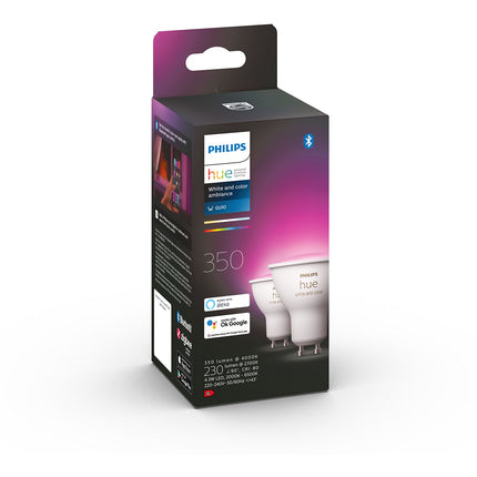 Ampoule LED connectée PHILIPS HUE W&C GU10 5.7W x2
